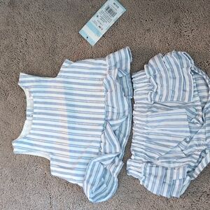 Cat & Jack Blue and white striped shirt with matching bottoms size 0-3